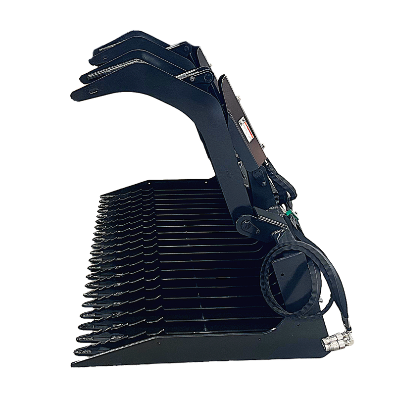 Stout Skid Steer Heavy Duty 3" Tine Spacing Rock Bucket Grapple with Skid Steer Quick Attach
