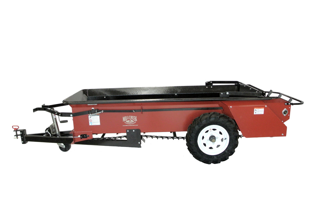 MillCreek Manufacturing Compact Deluxe Manure Spreader (Urethane Lined spreader with dolly wheel jack and endgate included)