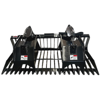 Stout Skid Steer Heavy Duty 3" Tine Spacing Rock Bucket Grapple with Skid Steer Quick Attach