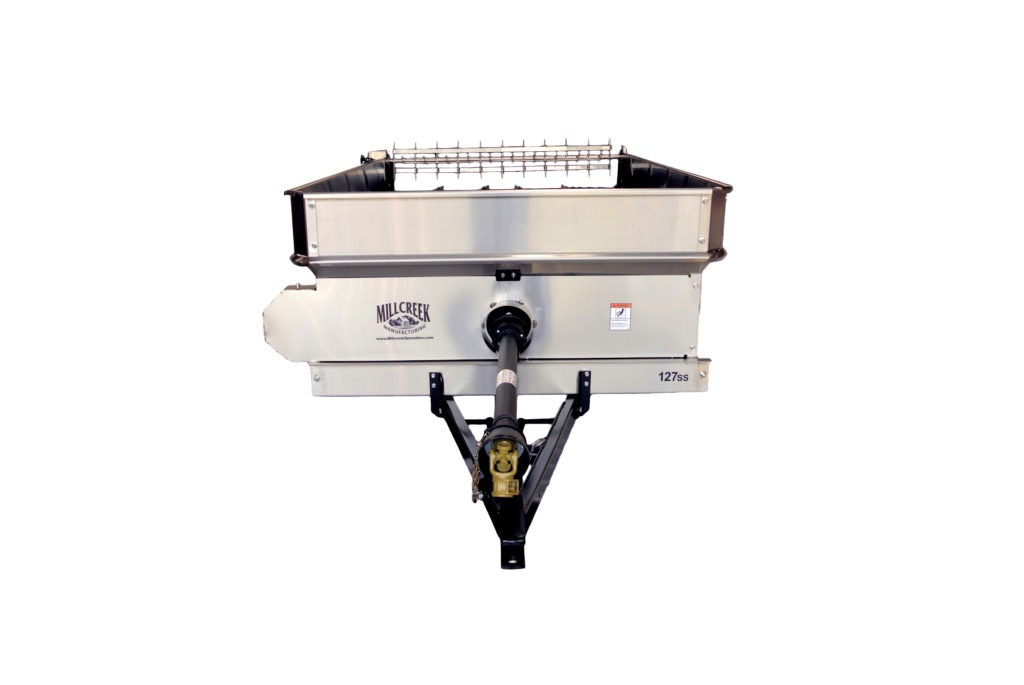 MillCreek Manufacturing Large Stainless Steel Spreader( Spreader body, apron chain, and beater are all made of type 304 Stainless Steel)