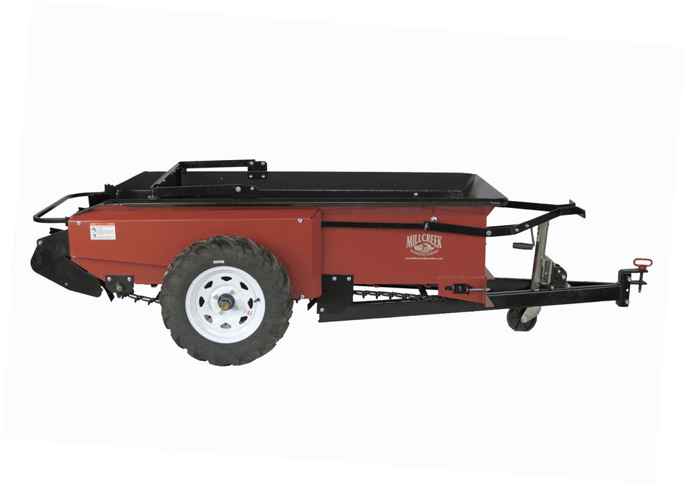 MillCreek Manufacturing Compact Deluxe Manure Spreader (Urethane Lined spreader with dolly wheel jack and endgate included)