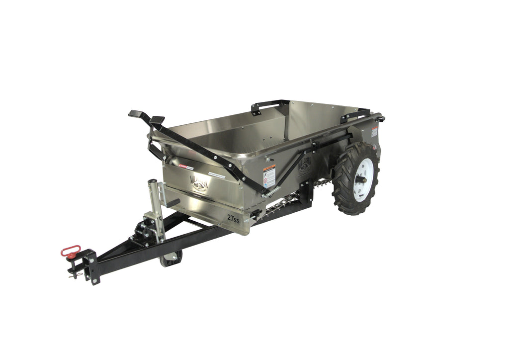 MillCreek Manufacturing  Compact Stainless Steel Spreader (Comes with dolly wheel jack and endgate included) (Spreader body, apron chain, beater, and endgate are all made of type 304 Stainless Steel)