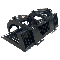 Stout Skid Steer Heavy Duty 3" Tine Spacing Rock Bucket Grapple with Skid Steer Quick Attach