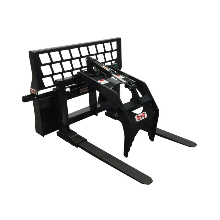 Stout Skid Steer Full Back Pallet Fork with Grapple Add-on