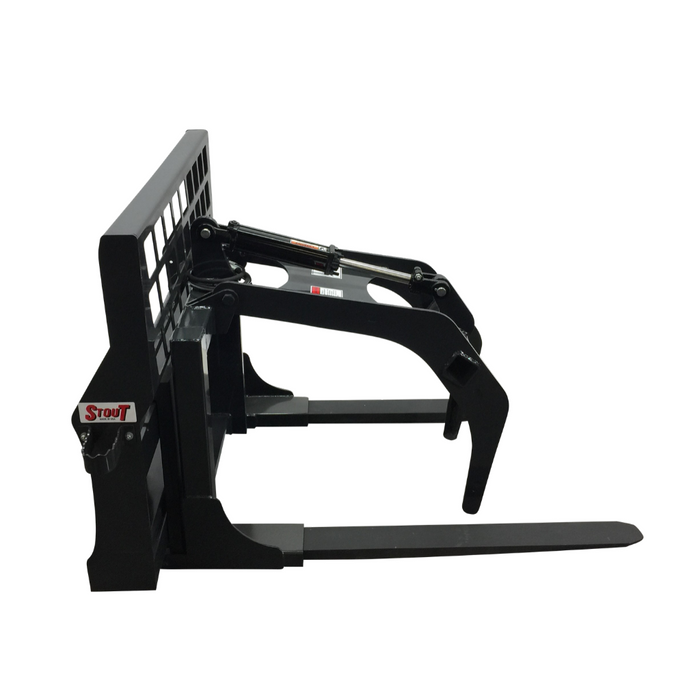 Stout Skid Steer Full Back Pallet Fork with Grapple Add-on