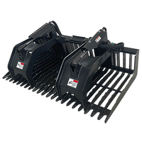 Stout Skid Steer Heavy Duty 3" Tine Spacing Rock Bucket Grapple with Skid Steer Quick Attach