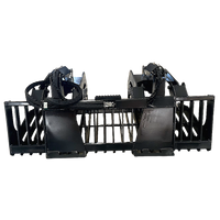 Stout Skid Steer Heavy Duty 3" Tine Spacing Rock Bucket Grapple with Skid Steer Quick Attach