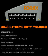 Forax Equipment XD48 Extreme Duty Mulcher Fits- 10 – 16 ton Excavators (1350 lbs.)