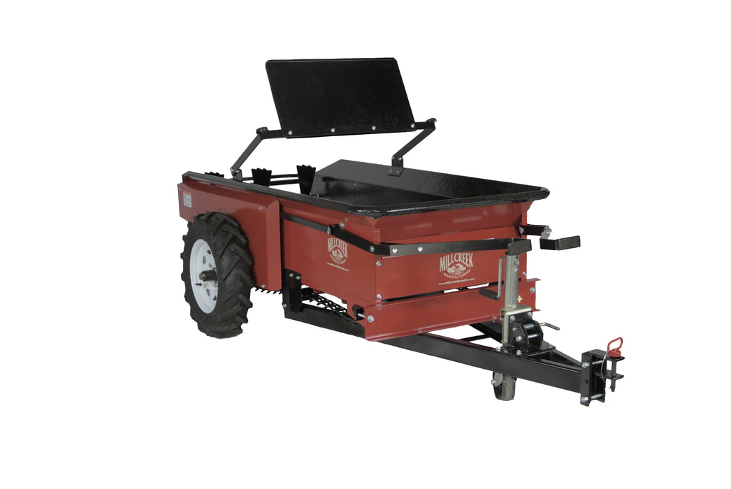 MillCreek Manufacturing Compact Deluxe Manure Spreader (Urethane Lined spreader with dolly wheel jack and endgate included)
