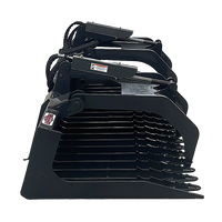 Stout Skid Steer Heavy Duty 3" Tine Spacing Rock Bucket Grapple with Skid Steer Quick Attach