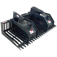 Stout Skid Steer Heavy Duty 3" Tine Spacing Rock Bucket Grapple with Skid Steer Quick Attach