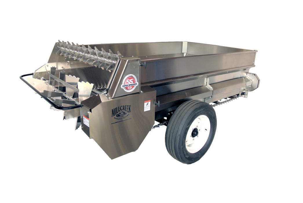 MillCreek Manufacturing Large Stainless Steel Spreader( Spreader body, apron chain, and beater are all made of type 304 Stainless Steel)