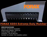 Forax Equipment XD54 Extreme Duty Mulcher – Fits 16–22 Ton Excavatos(2,450 lbs)