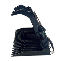 Stout Skid Steer Heavy Duty 3" Tine Spacing Rock Bucket Grapple with Skid Steer Quick Attach