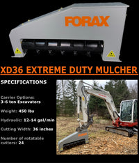Forax Equipment XD36 Extreme-Duty Mulcher – Fits 3–6 Ton Excavators (450 lbs)