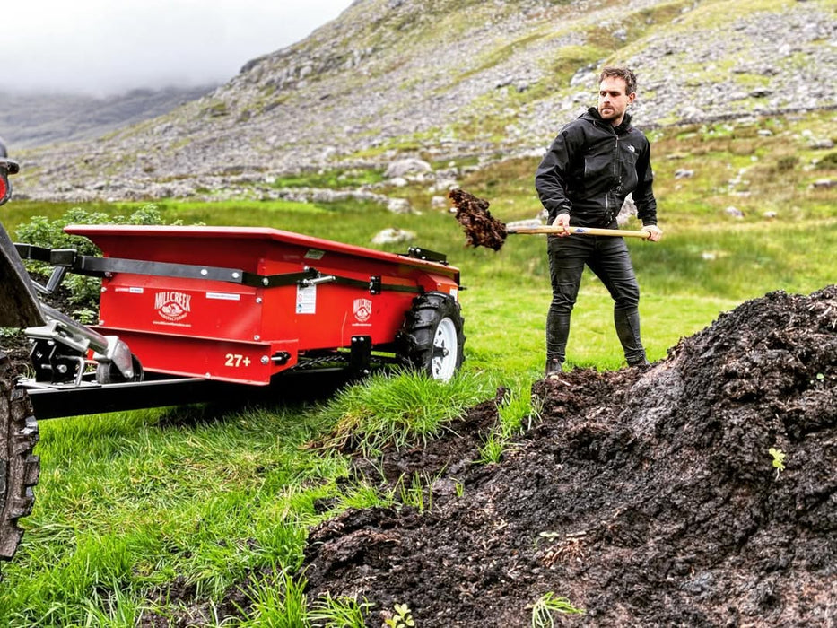 MillCreek Manufacturing Compact Deluxe Manure Spreader (Urethane Lined spreader with dolly wheel jack and endgate included)