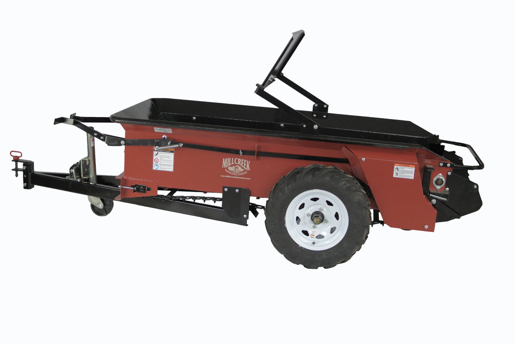 MillCreek Manufacturing Compact Deluxe Manure Spreader (Urethane Lined spreader with dolly wheel jack and endgate included)