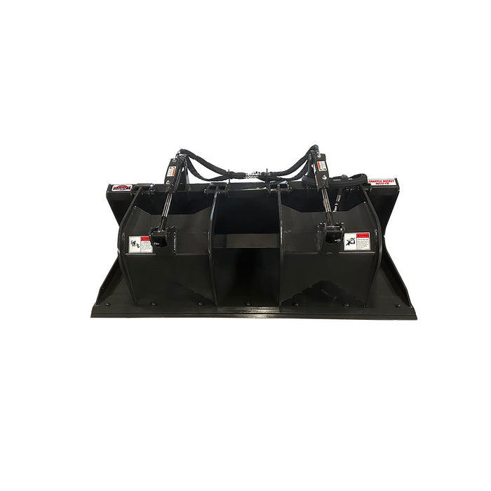 Stout Skid Steer 84" Flat Bottom Grapple Bucket With Skid Steer Quick Attach