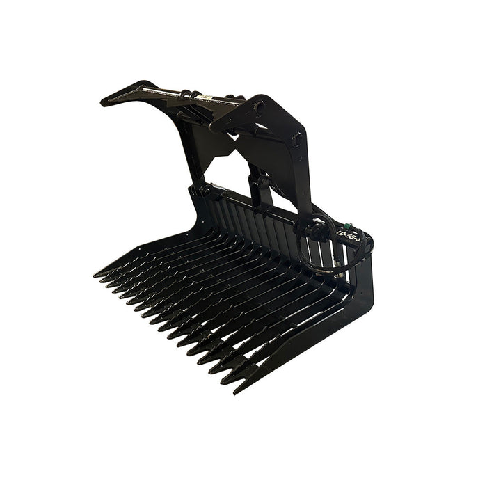 Stout Skid Steer Light Duty 3" Tine Spacing Utility Rock Bucket Grapple with Skid Steer Quick Attach