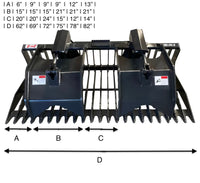 Stout Skid Steer Heavy Duty 3" Tine Spacing Rock Bucket Grapple with Skid Steer Quick Attach