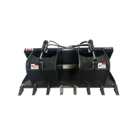Stout Bucket Skid Steer 84" Flat Bottom Grapple Bucket With Skid Steer Quick Attach