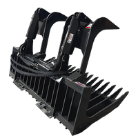Stout Skid Steer XHD Brush Grapple with 4" tine spacing and Skid Steer Quick Attach