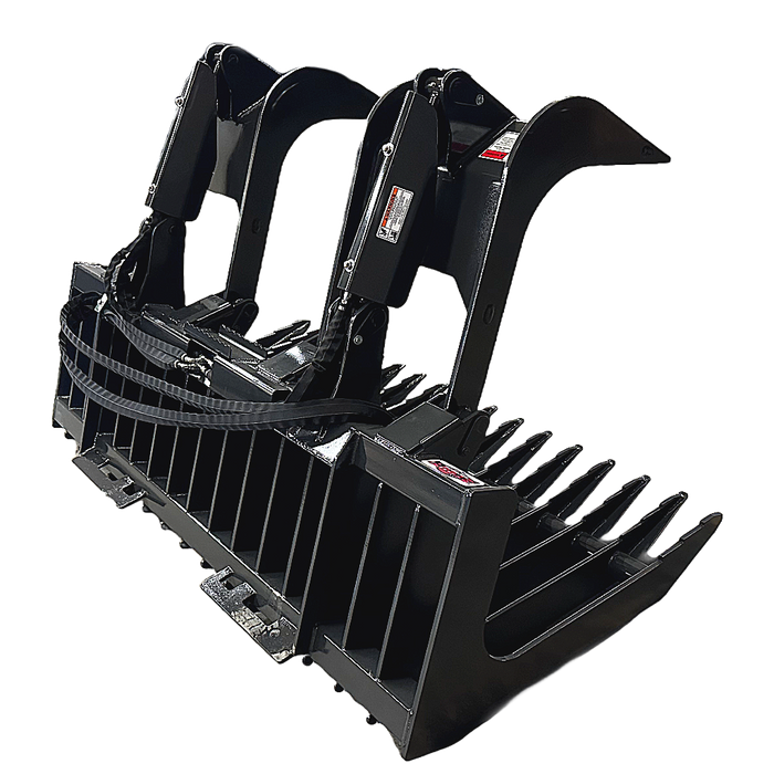 Stout Skid Steer XHD Brush Grapple with 4" tine spacing and Skid Steer Quick Attach