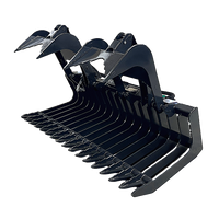 Stout Skid Steer XHD Brush Grapple with 4" tine spacing and Skid Steer Quick Attach