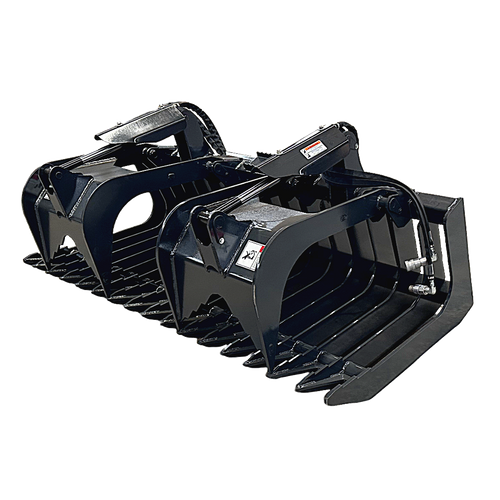 Stout Skid Steer XHD Brush Grapple with 4" tine spacing and Skid Steer Quick Attach
