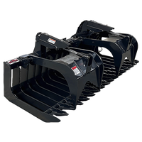 Stout Skid Steer XHD Brush Grapple with 4" tine spacing and Skid Steer Quick Attach