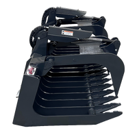 Stout Skid Steer XHD Brush Grapple with 4" tine spacing and Skid Steer Quick Attach
